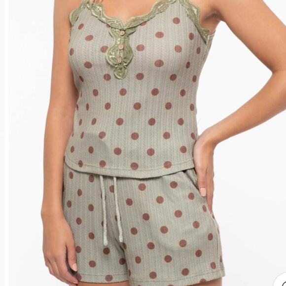 NWT Olive Polka Dot Set Size Small - Picture 6 of 6